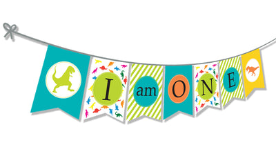 Dinosaur Themed 1st Birthday Supplies | Dinosaur One Birthday Banner