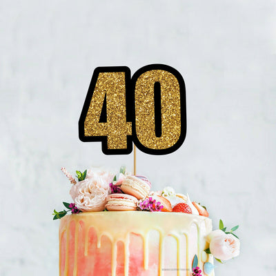 40th Happy Birthday Party Theme Cake Decorations | Birthday Party Cake Toppers
