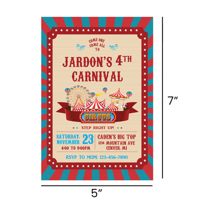 Circus Birthday Party Supplies |  Carnival Birthday Invitations