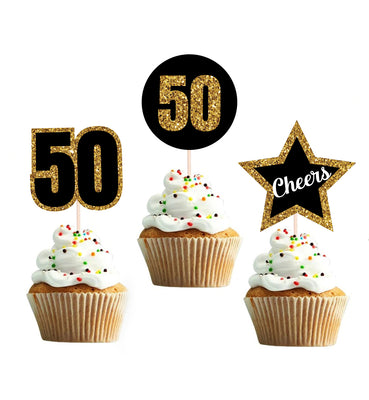 50th Birthday Party Supplies  | Birthday Party Theme Cupcake Toppers