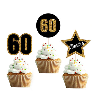 60th Birthday Party Ideas | 60th Birthday Party Theme Cupcake Toppers Decorations