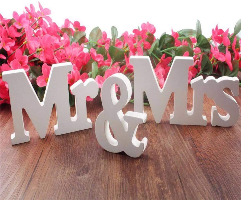 Mr and Mrs Wooden Standing Letters Wedding Decoration