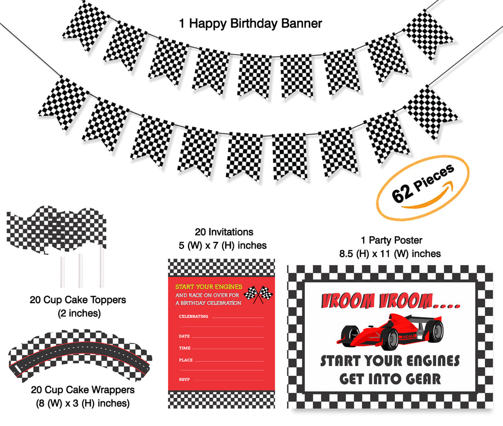Checkered Birthday Party Decoration | Combo Pack
