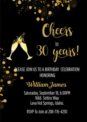 30 th Happy Birthday Party Invitation Cards