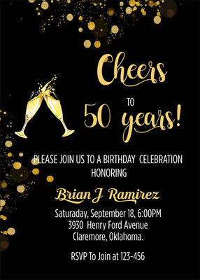 50th Happy Birthday Party Invitation Cards