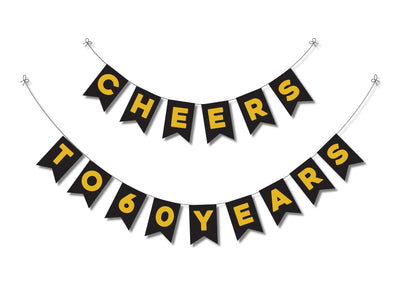 Cheers To 60 Years - 60th Birthday Party Ideas | 60th Birthday Party Bunting Banner Decorations