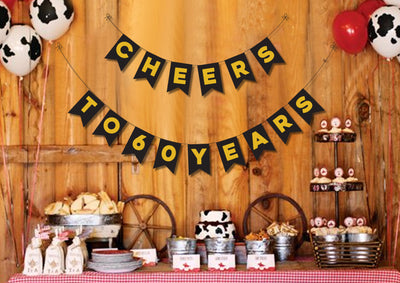 Cheers To 60 Years - 60th Birthday Party Ideas | 60th Birthday Party Bunting Banner Decorations