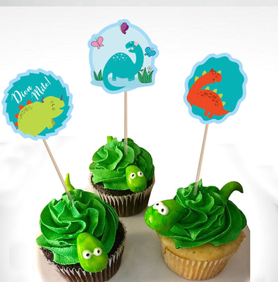 Dinosaur Birthday Decor Ideas  | Dinosaur Cupcake Toppers Party