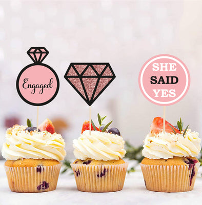 Engagement Cupcake Toppers | Engagement Party Decor