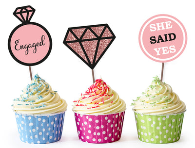 Engagement Cupcake Toppers | Engagement Party Decor