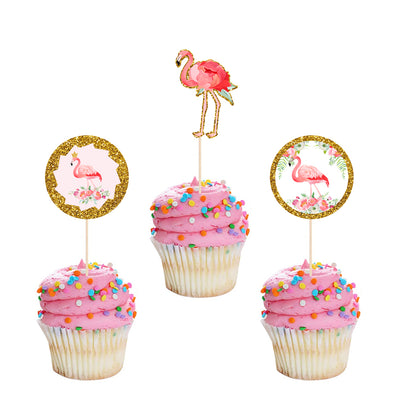 Flamingo Birthday Cupcake Toppers | Girl Birthday Theme Decorations