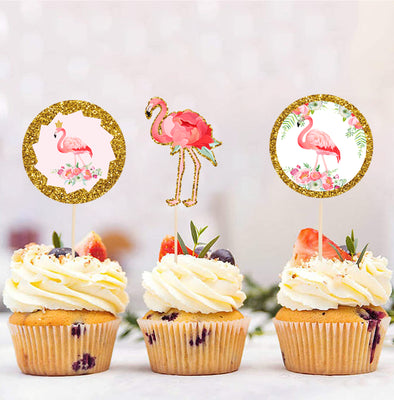 Flamingo Birthday Cupcake Toppers | Girl Birthday Theme Decorations