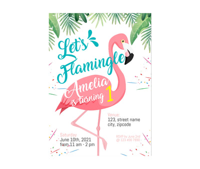 Birthday Party Supplies | Flamingo Girl Birthday Invitations
