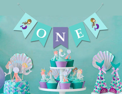 Mermaid Birthday Party Decoration One High Chair Banner
