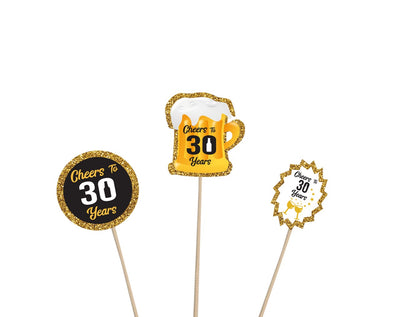 30th Happy Birthday Cake Decorations | Birthday Party Cupcake Toppers