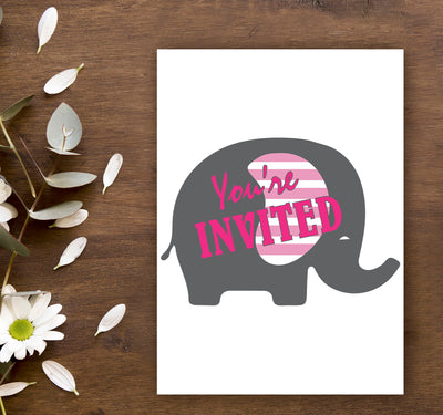 Elephant Themed Birthday Invitations