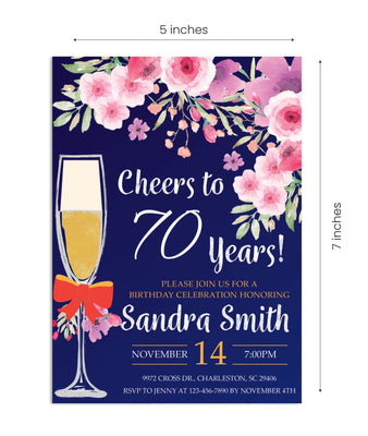 70th Birthday Theme  Party Invitation Cards