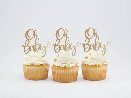 Pregnancy announcement cake decorations | Gender Reveal Cupcake Topper