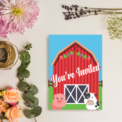 Farm Animal Theme Party Supplies | Farm Baby Shower Invitations Cards
