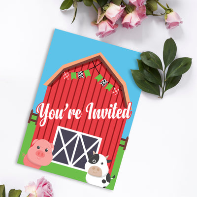 Farm Animal Theme Party Supplies | Farm Baby Shower Invitations Cards
