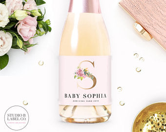 Baby Shower Wine Bottle Labels | Baby Shower Ideas for Princess Theme