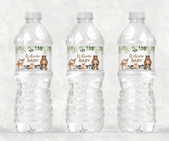 Woodland Baby Shower Water Bottle Labels