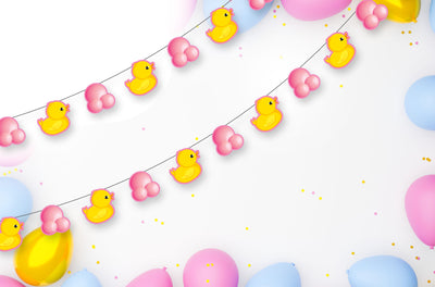 Baby Shower Party Decorations for Girl  | Pink Duck Themed Garland Decors