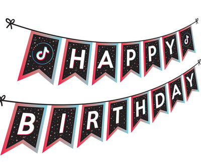 Tik Tok Theme Birthday Decorations | Tik Tok Birthday Banner