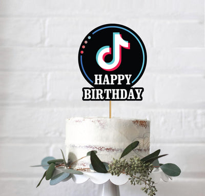 Tik Tok Theme Happy Birthday Cake Topper | Table Decoration