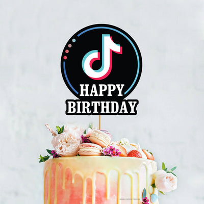 Tik Tok Theme Happy Birthday Cake Topper | Table Decoration