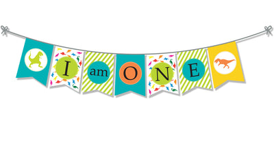 Dinosaur Themed 1st Birthday Supplies | Dinosaur One Birthday Banner
