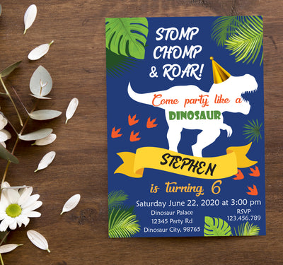 Dinosaur Themed Birthday Invitations