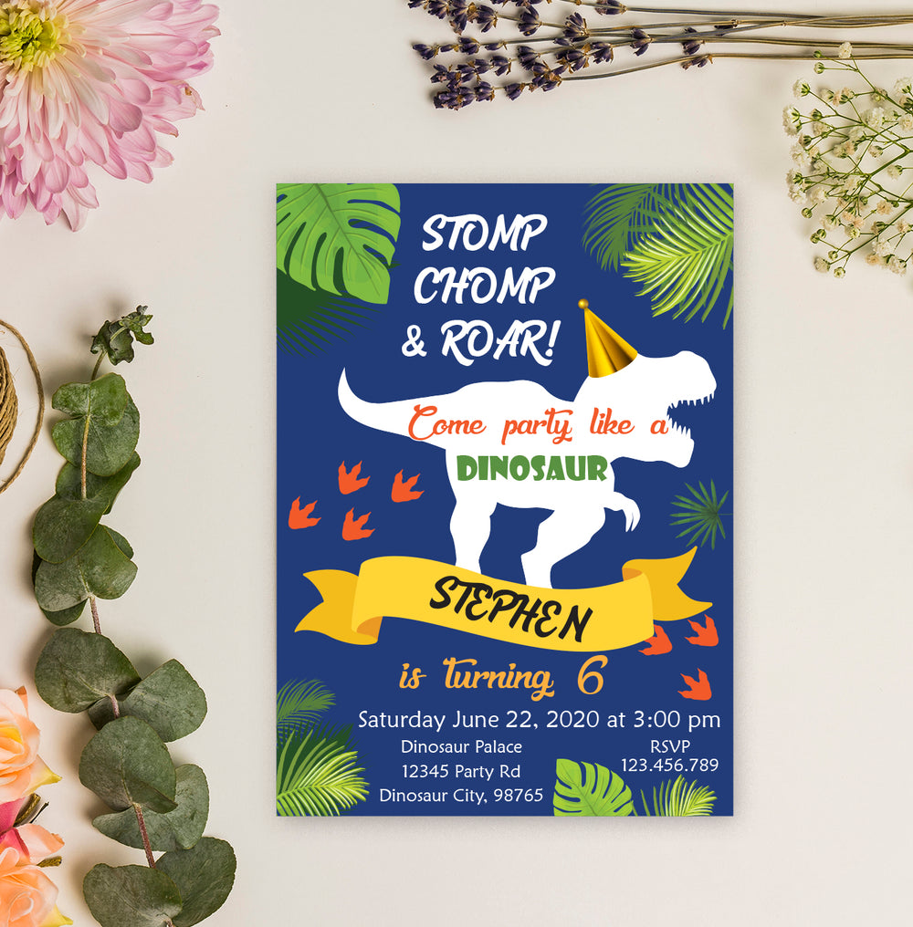Dinosaur Themed Birthday Invitations