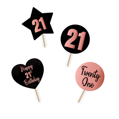 21st Birthday Cupcake Topper Decorations | 21st Theme Birthday Cake Decor Ideas