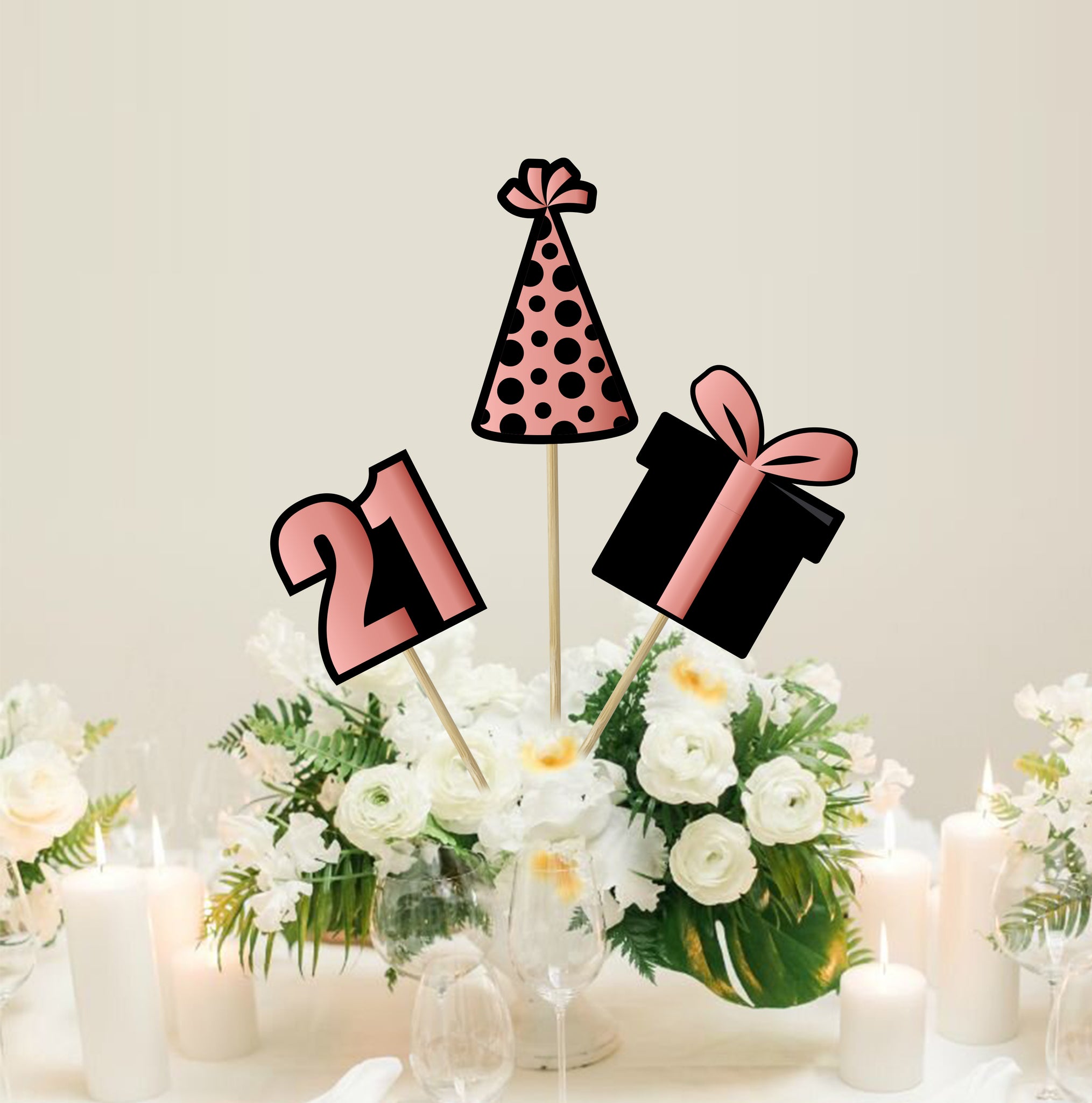 21st Birthday Party Table Decorations Happy Centerpiec Partiesandsupplies