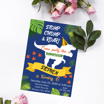Dinosaur Themed Birthday Invitations