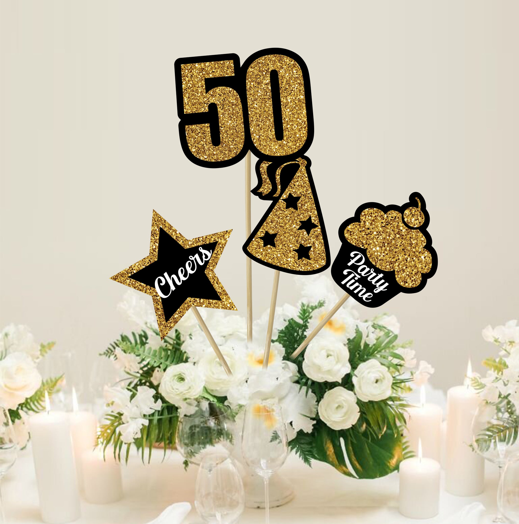 Birthday Theme Party Table Decorations | Centerpieces for 50th ...