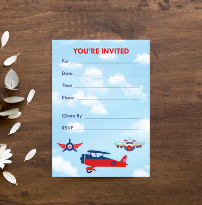 Airplane Birthday Party  Invitations  | Airplane Theme Birthday Party Supplies