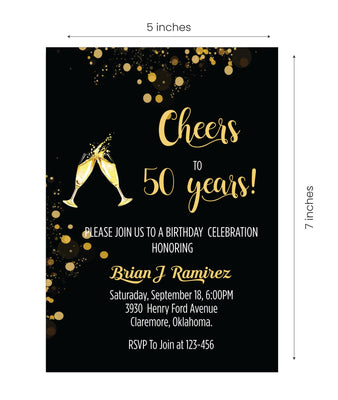 50th Happy Birthday Party Invitation Cards