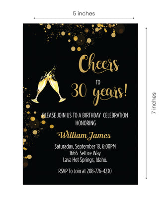 30 th Happy Birthday Party Invitation Cards