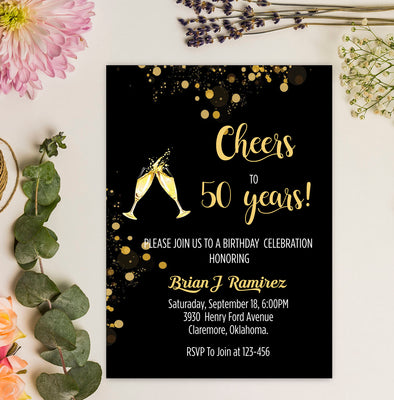 50th Happy Birthday Party Invitation Cards