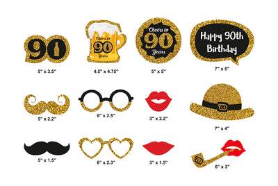 90th Birthday Theme Photoprops | Happy Birthday Party Decorations
