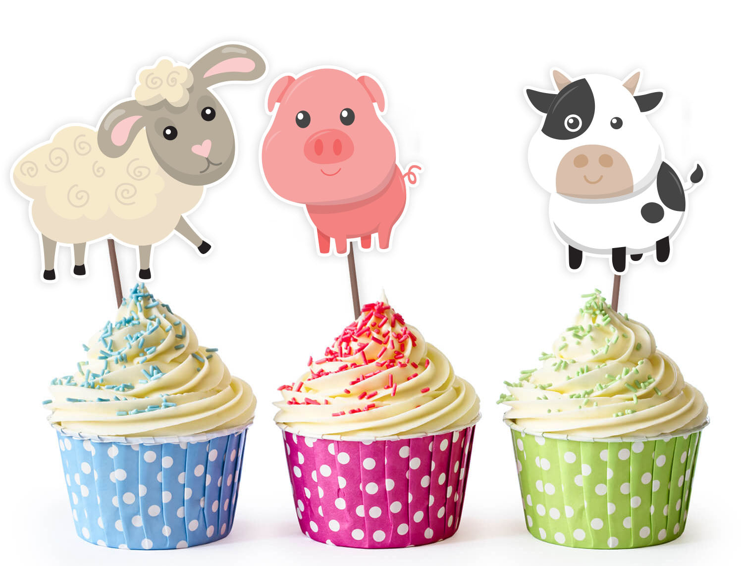 Farm Animal Cupcake Toppers 