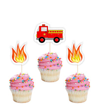 Fire Truck Birthday  Party Cupcake Toppers