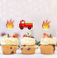Fire Truck Birthday  Party Cupcake Toppers