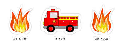 Fire Truck Birthday  Party Cupcake Toppers