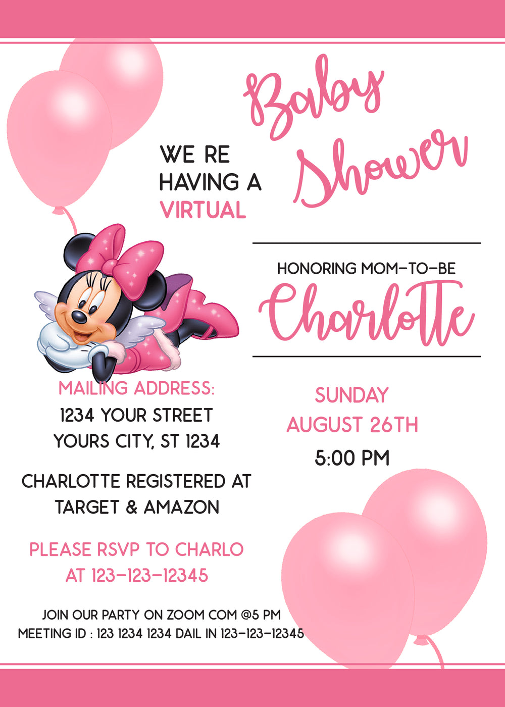 Free online minnie mouse baby hot sale shower invitations