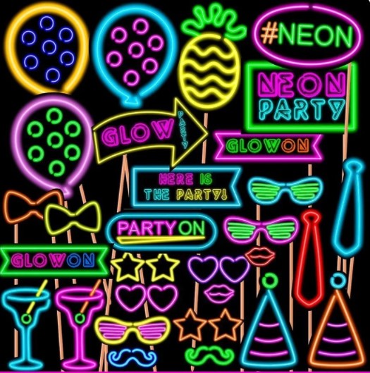 Glow Party Birthday Photo Props | Glow Party Birthday theme Ideas