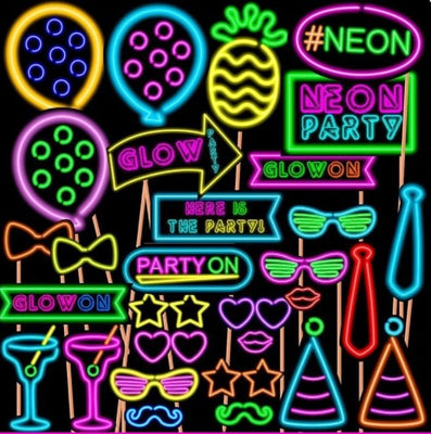 Glow Party Birthday Photo Props | Glow Party Birthday theme Ideas