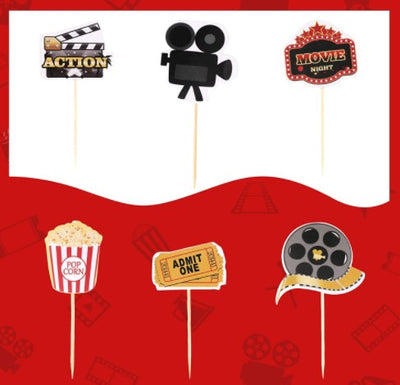 Hollywood Birthday Party Cupcake Toppers